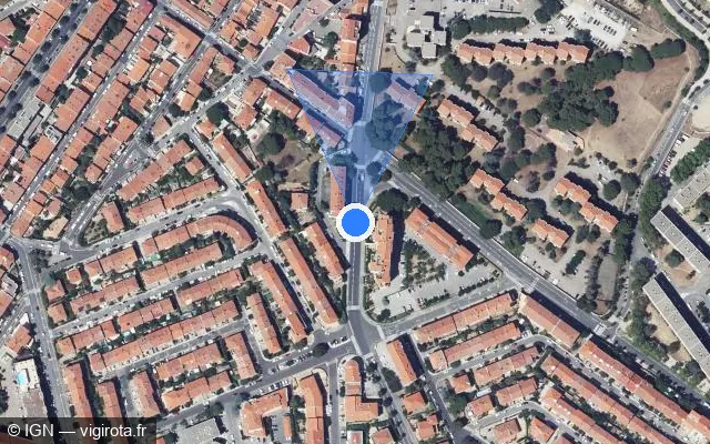 Vue satellite de l'emplacement du radar de feu rouge à Perpignan