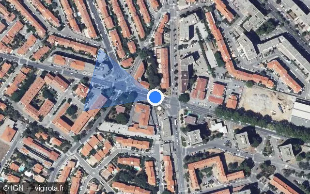 Vue satellite de l'emplacement du radar de feu rouge à Perpignan