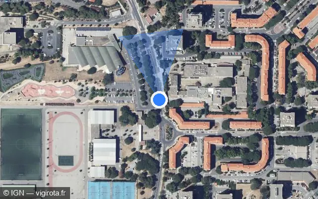 Vue satellite de l'emplacement du radar de feu rouge à Perpignan