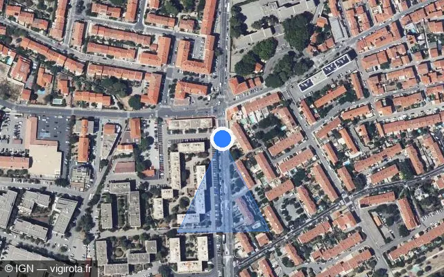 Vue satellite de l'emplacement du radar de feu rouge à Perpignan