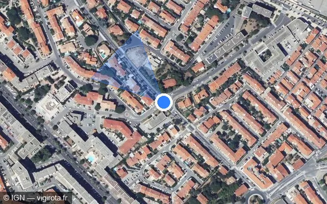 Vue satellite de l'emplacement du radar de feu rouge à Perpignan
