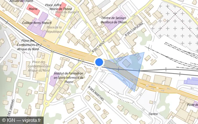 Vue plan de l'emplacement du radar de passage à niveau à Thann