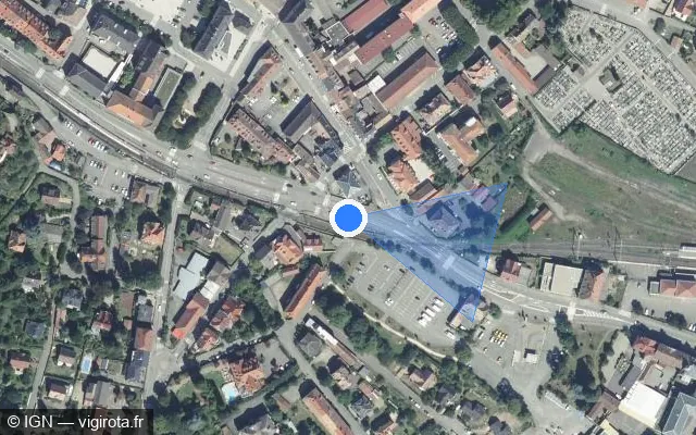 Vue satellite de l'emplacement du radar de passage à niveau à Thann