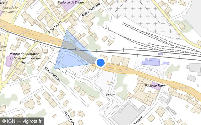 Vue plan de l'emplacement du radar de passage à niveau à Thann