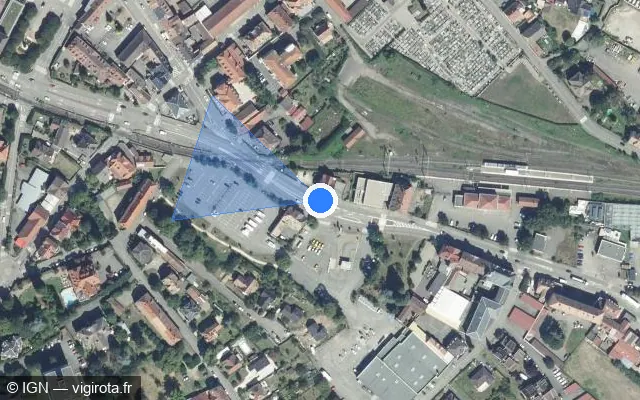 Vue satellite de l'emplacement du radar de passage à niveau à Thann