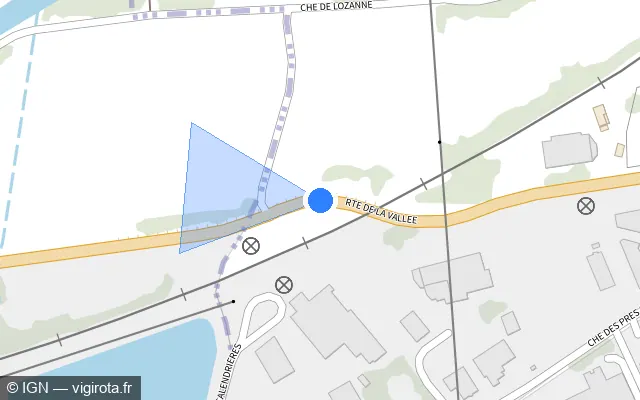 Vue plan de l'emplacement du radar de passage à niveau à Civrieux-d'Azergues