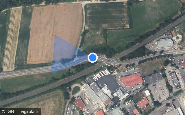 Vue satellite de l'emplacement du radar de passage à niveau à Civrieux-d'Azergues