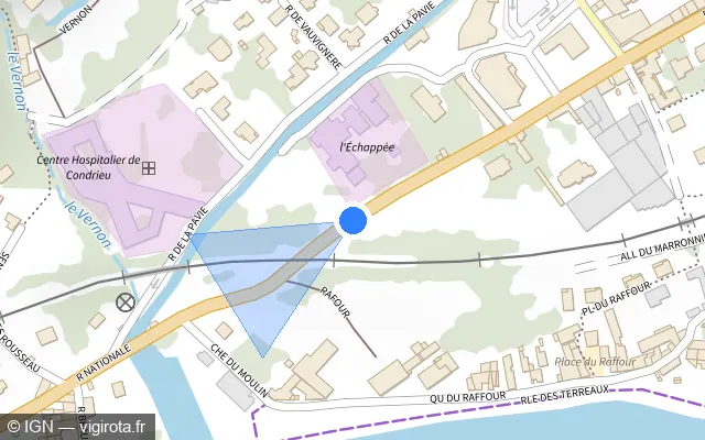 Vue plan de l'emplacement du radar de passage à niveau à Les Roches-de-Condrieu