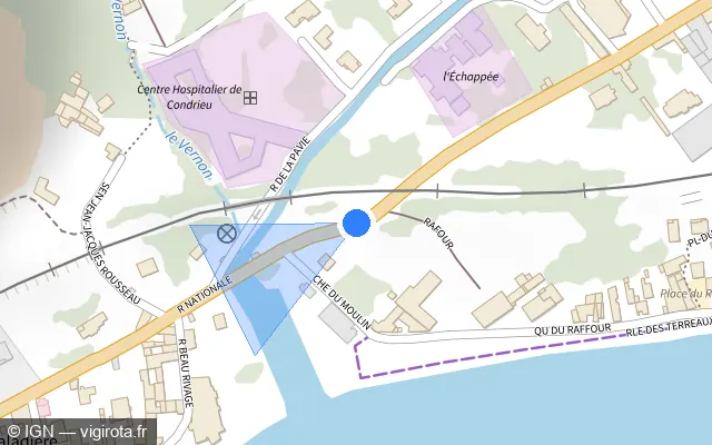 Vue plan de l'emplacement du radar de passage à niveau à Les Roches-de-Condrieu