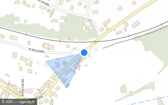 Vue plan de l'emplacement du radar de passage à niveau à Mesvres
