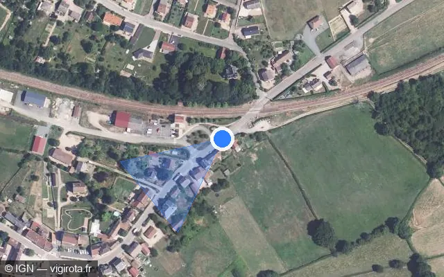 Vue satellite de l'emplacement du radar de passage à niveau à Mesvres