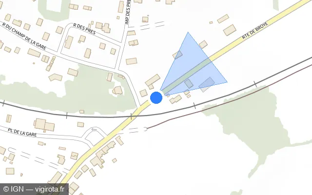 Vue plan de l'emplacement du radar de passage à niveau à Mesvres