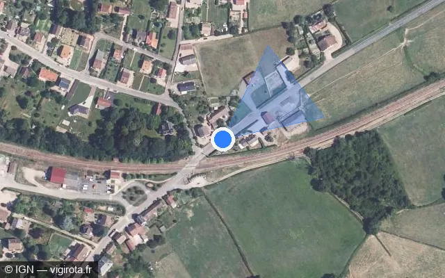 Vue satellite de l'emplacement du radar de passage à niveau à Mesvres