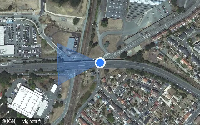 Vue satellite de l'emplacement du radar de passage à niveau à Le Mans