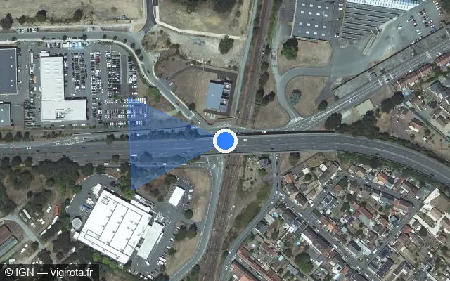 Vue satellite de l'emplacement du radar de passage à niveau à Le Mans