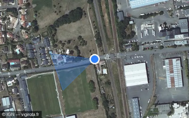 Vue satellite de l'emplacement du radar de passage à niveau à La Chapelle-Saint-Aubin