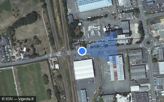 Vue satellite de l'emplacement du radar de passage à niveau à La Chapelle-Saint-Aubin