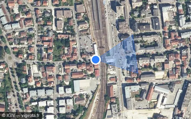 Vue satellite de l'emplacement du radar de passage à niveau à Aix-les-Bains