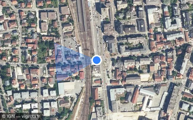 Vue satellite de l'emplacement du radar de passage à niveau à Aix-les-Bains