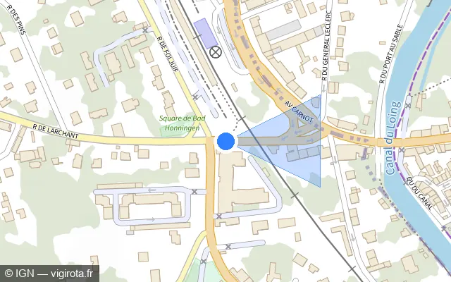 Vue plan de l'emplacement du radar de passage à niveau à Saint-Pierre-lès-Nemours