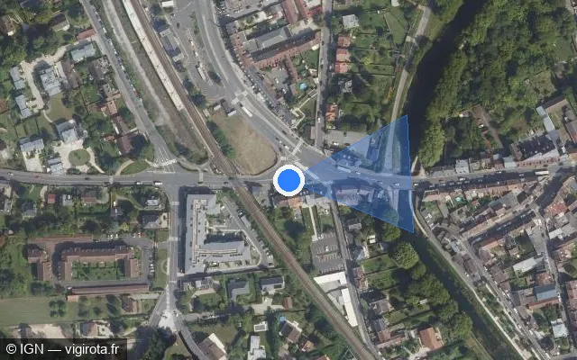 Vue satellite de l'emplacement du radar de passage à niveau à Saint-Pierre-lès-Nemours