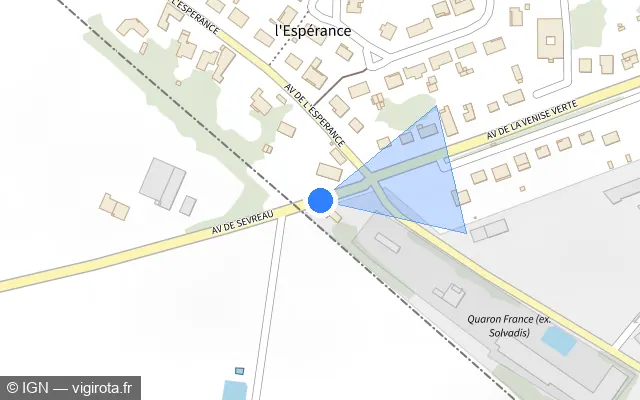 Vue plan de l'emplacement du radar de feu rouge à Bessines