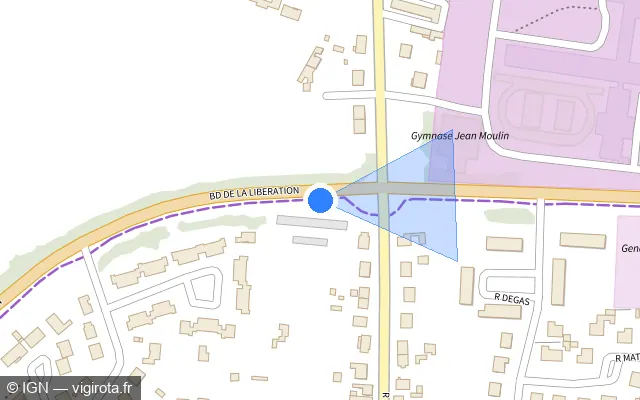 Vue plan de l'emplacement du radar de feu rouge à Sainte-Verge