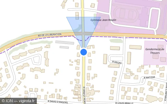 Vue plan de l'emplacement du radar de feu rouge à Sainte-Verge