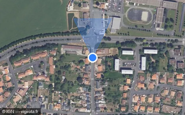 Vue satellite de l'emplacement du radar de feu rouge à Sainte-Verge