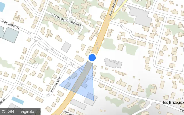 Vue plan de l'emplacement du radar de feu rouge à Niort