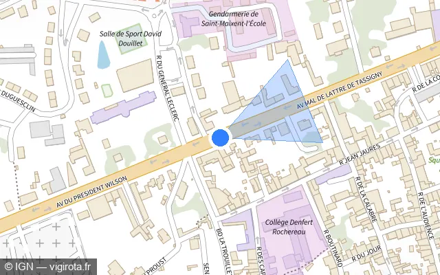 Vue plan de l'emplacement du radar de feu rouge à Saint-Maixent-l'École