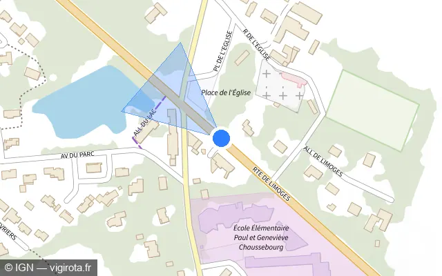 Vue plan de l'emplacement du radar de feu rouge à Mignaloux-Beauvoir