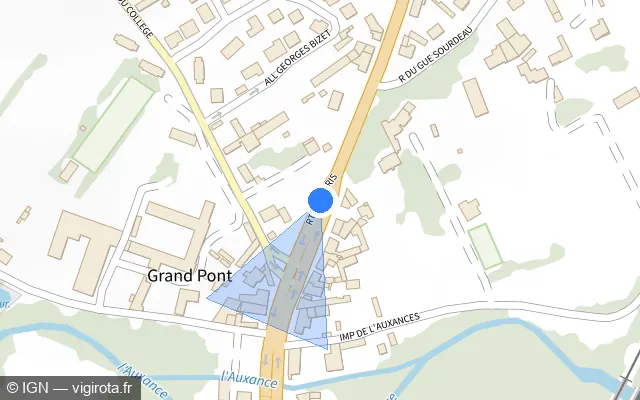 Vue plan de l'emplacement du radar de feu rouge à Chasseneuil-du-Poitou