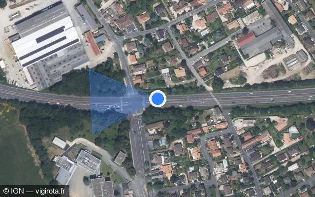 Vue satellite de l'emplacement du radar de feu rouge à Croutelle