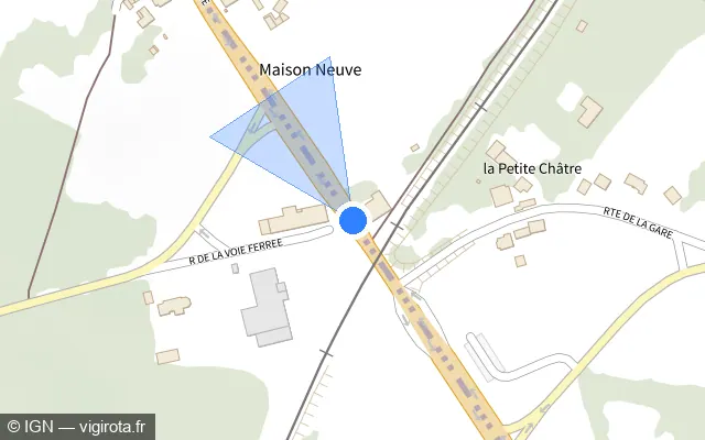 Vue plan de l'emplacement du radar de passage à niveau à Saint-Jouvent
