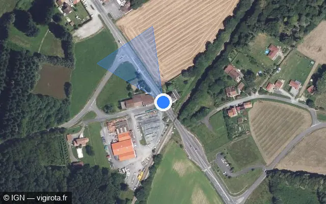 Vue satellite de l'emplacement du radar de passage à niveau à Saint-Jouvent