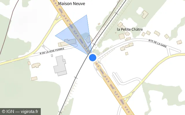 Vue plan de l'emplacement du radar de passage à niveau à Saint-Jouvent