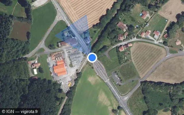 Vue satellite de l'emplacement du radar de passage à niveau à Saint-Jouvent