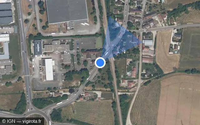 Vue satellite de l'emplacement du radar de passage à niveau à Monéteau