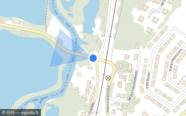 Vue plan de l'emplacement du radar de passage à niveau à Vert-le-Petit