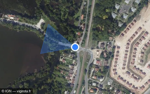 Vue satellite de l'emplacement du radar de passage à niveau à Vert-le-Petit