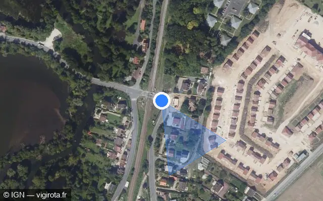 Vue satellite de l'emplacement du radar de passage à niveau à Vert-le-Petit