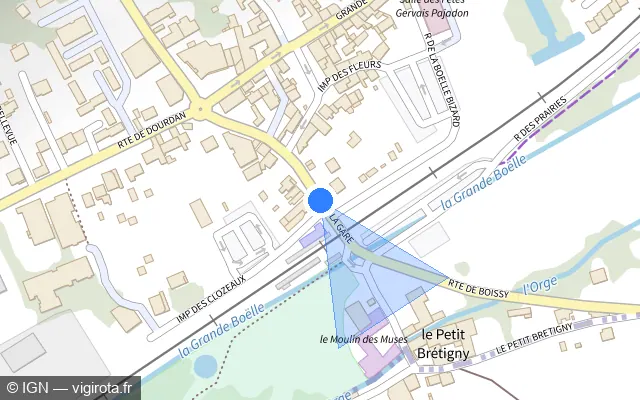 Vue plan de l'emplacement du radar de passage à niveau à Breuillet