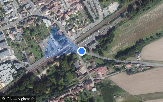 Vue satellite de l'emplacement du radar de passage à niveau à Breuillet