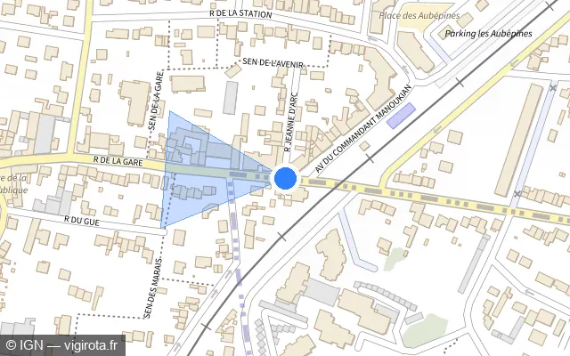 Vue plan de l'emplacement du radar de passage à niveau à Deuil-la-Barre