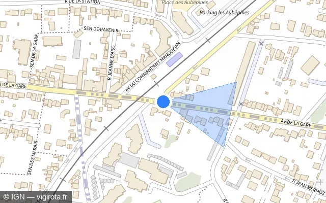 Vue plan de l'emplacement du radar de passage à niveau à Deuil-la-Barre